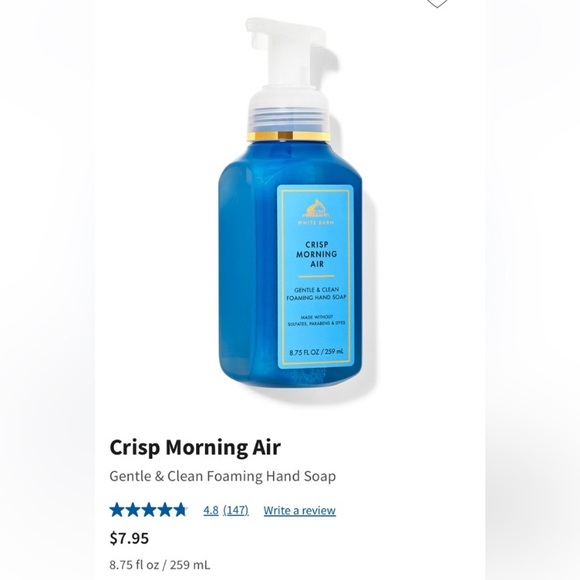 Three 3 “CRISP MORNING AIR” BBW 8.75 fl oz, Gentle & Clean Foaming Hand Soap NWT - Picture 2 of 6
